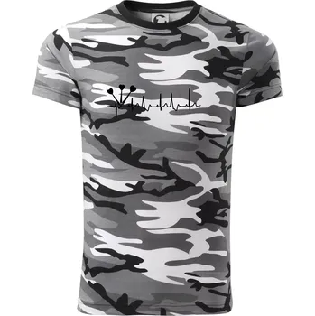 Pánské tričko EKG šipky - Army CAMOUFLAGE - XL ( Šedý maskáč )