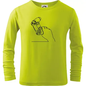 Chlapecké oblečení Herní ovladač jedním tahem - Triko dětské Long Sleeve - 146 cm/10 let ( Limetková )