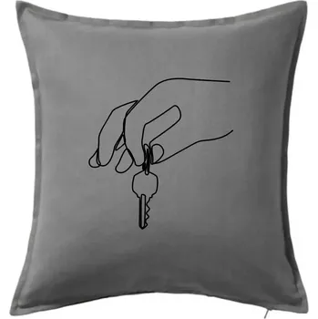 Polštář Klíče a ruka jedním tahem - Polštář 50x50 - 50x50 - Včetně výplně ( Tmavě šedý melír )