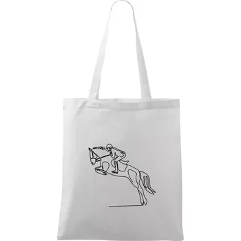 Jízda na koni jedním tahem - Taška bavlněná - 42 x 38 cm ( Bílá )