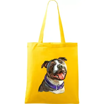 Americký stafordširský teriér kreslený - Taška bavlněná - 42 x 38 cm ( Žlutá )
