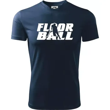 Floorball nápis rovný - Dětské triko sportovní (dresovina) - 146 cm/10 let ( Námořní modrá (velmi tmavá - téměř černá) )