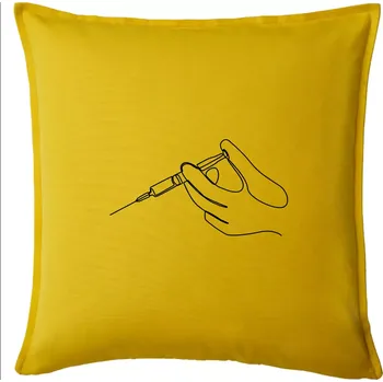 Polštář Ruka a injekce jedním tahem - Polštář 50x50 - 50x50 - Pouze potah ( Žlutá )
