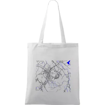 Kopřivnice - Mapa s vodními toky - Taška bavlněná - 42 x 38 cm ( Bílá )