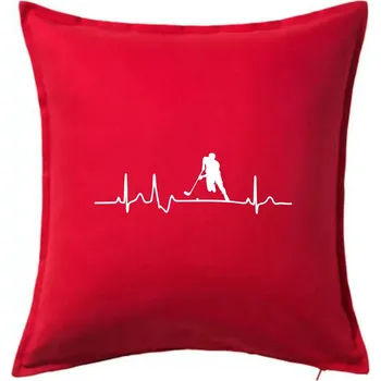 Polštář EKG floorball - Polštář 50x50 - 50x50 - Včetně výplně ( Červená )