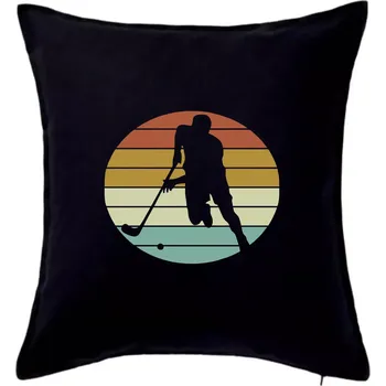 Polštář Floorball vintage - Polštář 50x50 - 50x50 - Včetně výplně ( Černá )