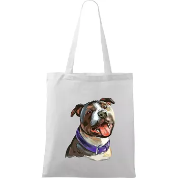 Americký stafordširský teriér kreslený - Taška bavlněná - 42 x 38 cm ( Bílá )