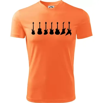 Chlapecké oblečení Kytary v řadě - Dětské triko sportovní (dresovina) - 134 cm/8 let ( Neon mandarine )