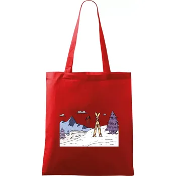 Panorama lyžování - Taška bavlněná - 42 x 38 cm ( Červená )