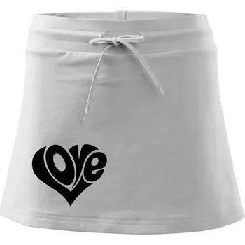 Dámská sukně Love nápis jednoduchý - Sportovní sukně - two in one - L ( Bílá )