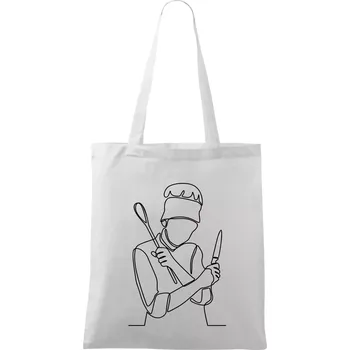 Kuchař jedním tahem - Taška bavlněná - 42 x 38 cm ( Bílá )