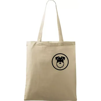 Nákupní taška Knírač v kolečku na prsu - Taška bavlněná - 42 x 38 cm ( Naturální )