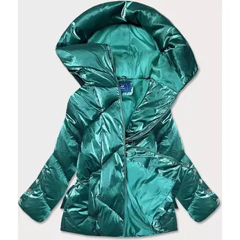 Zelená metalická krátká dámská zimní bunda puffer (omdl-022) odstíny zelené S (36)