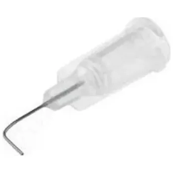 Lepící sada Zahnutá jehla PPU27 90° transparentní (Zahnutá dávkovací jehla z nerezové oceli s úhlem 45°, opatřená polypropylenovým nábojem.)