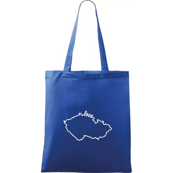Nákupní taška Czech love mapa - Taška bavlněná - 42 x 38 cm ( Královská modrá )