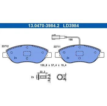 Brzdová destička Sada brzdových destiček, kotoučová brzda ATE 13.0470-3984.2