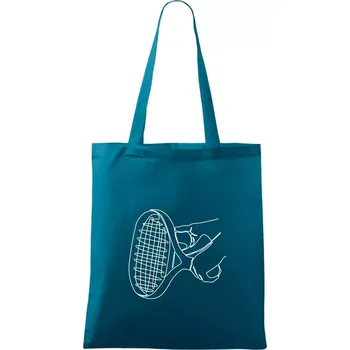 Tenisová raketa jednim tahem - Taška bavlněná - 42 x 38 cm ( Petrolejová )