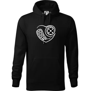 Pánská mikina Florbal love - Mikina pánská Cape s kapucí - 4XL ( Černá )