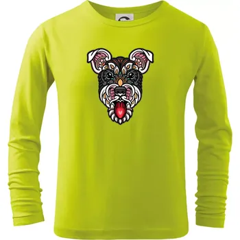 Dětská móda Knírač hlava barevná - Triko dětské Long Sleeve - 146 cm/10 let ( Limetková )