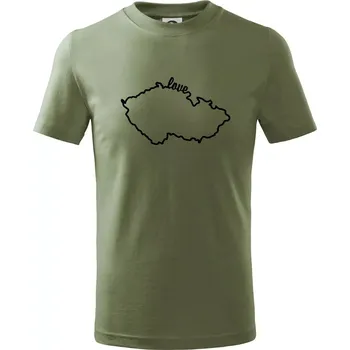 Czech love mapa - Tričko dětské bavlněné - 158 cm/12 let ( Khaki )