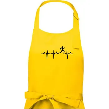 Kuchyňská zástěra EKG běžec - muž - Dámská zástěra na vaření - Univerzální velikost ( Žlutá )