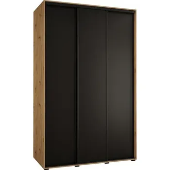 Šatní skříň Šatní skříň s posuvnými dveřmi DAVOS 150cm | DUB Artisan / černá / černé pojezdy