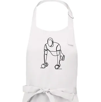 Kuchyňská zástěra Trenér fitness jedním tahem - Pánská zástěra na vaření - Univerzální velikost ( Bílá )