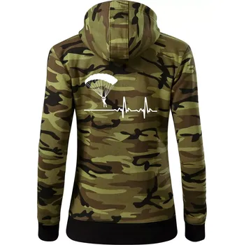 Dámská mikina Paragliding EKG - Dámská mikina trendy zipper s kapucí - XS ( Zelený maskáč )