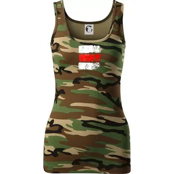 Dámské tričko Turistická značka - červená - Dámské Maskáčové tílko - M ( Hnědý maskáč )