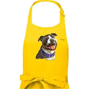 Kuchyňská zástěra Americký stafordširský teriér kreslený - Dámská zástěra na vaření - Univerzální velikost ( Žlutá )