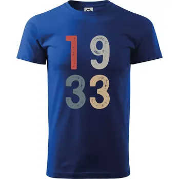 Pánské tričko Vintage číslice 1933 - Triko extra velké (5-8XL) - 6XL ( Královská modrá )