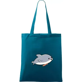 Nákupní taška Veselý žralok - Taška bavlněná - 42 x 38 cm ( Petrolejová )