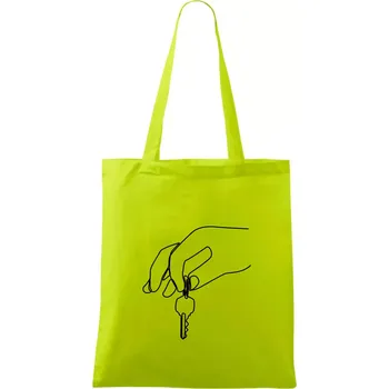 Klíče a ruka jedním tahem - Taška bavlněná - 42 x 38 cm ( Limetková )