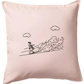 Polštář Kreslený lyžař na horách - Polštář 50x50 - 50x50 - Pouze potah ( Světle růžová )