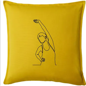 Polštář Protahující se žena jedním tahem - Polštář 50x50 - 50x50 - Pouze potah ( Žlutá )