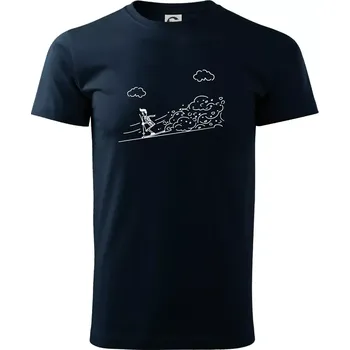 Kreslený lyžař na horách - Triko extra velké (5-8XL) - 8XL ( Námořní modrá (velmi tmavá - téměř černá) )