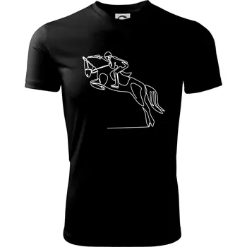 Chlapecké tričko Jízda na koni jedním tahem - Dětské triko sportovní (dresovina) - 122 cm/6 let ( Černá )