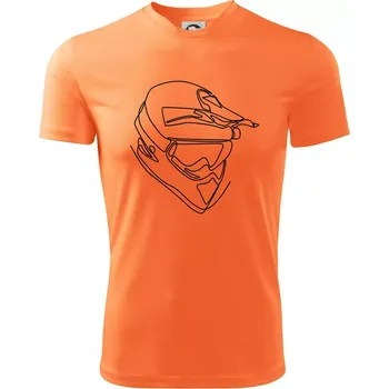 Chlapecké tričko Helma, přilba jednim tahem - Dětské triko sportovní (dresovina) - 158 cm/12 let ( Neon mandarine )