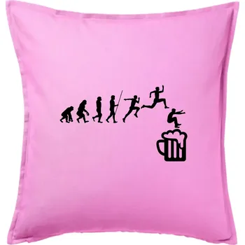 Polštář Evoluce pivo skok - Polštář 50x50 - 50x50 - Pouze potah ( Růžová )