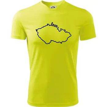 Czech love mapa - Dětské triko sportovní (dresovina) - 146 cm/10 let ( Neonově žlutá )