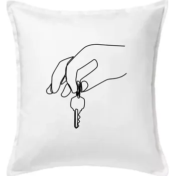 Polštář Klíče a ruka jedním tahem - Polštář 50x50 - 50x50 - Pouze potah ( Bílá )