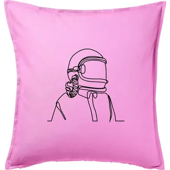 Polštář Astronaut jedním tahem - Polštář 50x50 - 50x50 - Pouze potah ( Růžová )