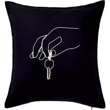 Polštář Klíče a ruka jedním tahem - Polštář 50x50 - 50x50 - Pouze potah ( Černá )