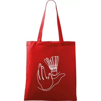 Nákupní taška Badminton jedním tahem - Taška bavlněná - 42 x 38 cm ( Červená )