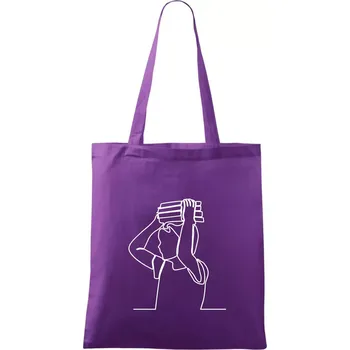 Student a kniha jedním tahem - Taška bavlněná - 42 x 38 cm ( Fialová )