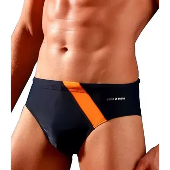 Pánské plavky Pánské plavkové slipy BD 411 šedo/oranžové - Sesto Senso XL