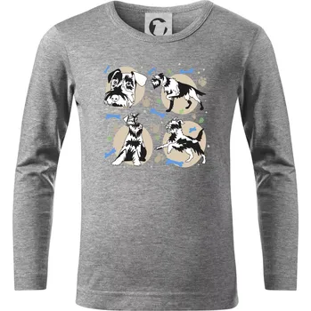 Chlapecké tričko Knírač - 4 obrázky - Triko dětské Long Sleeve - 122 cm/6 let ( Tmavě šedý melír )