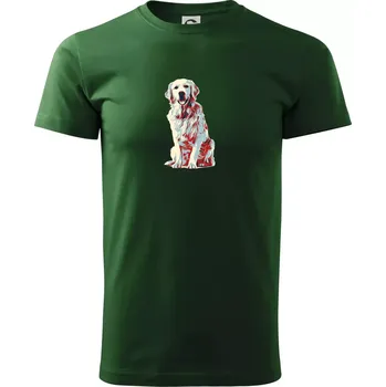 Zlatý retriever vintage - Triko extra velké (5-8XL) - 7XL ( Lahvově zelená )