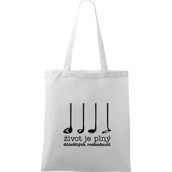 Golf - důležitá rozhodnutí - Taška bavlněná - 42 x 38 cm ( Bílá )