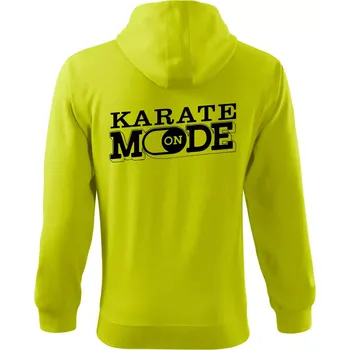 Pánská mikina Karate mode - Mikina s kapucí na zip trendy zipper - 2XL ( Limetková )